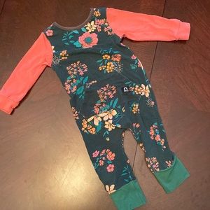 RAGS | Long Sleeve Kangaroo Pocket - 'Teal Floral' - Phantom - 6-12M. EUC
